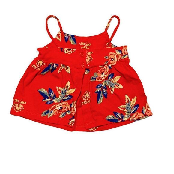 Old Navy Orange Floral Print Swing Tank Top - Picture 2 of 2